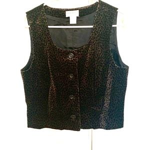 Velvet Leopard Print Vest